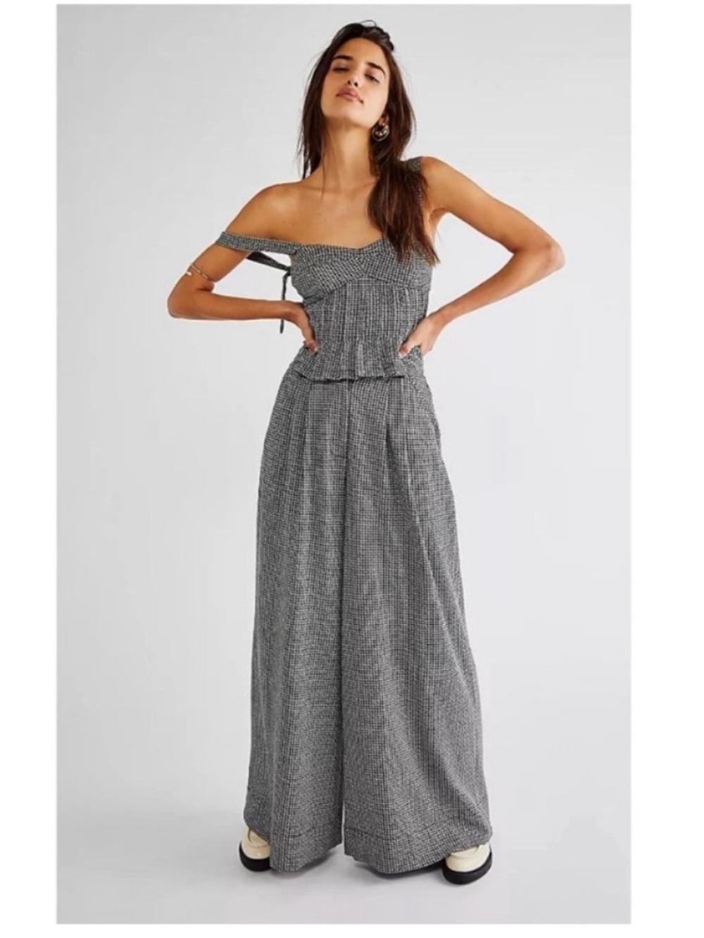 NWT Free People Josie Houndstooth Two Piece Set